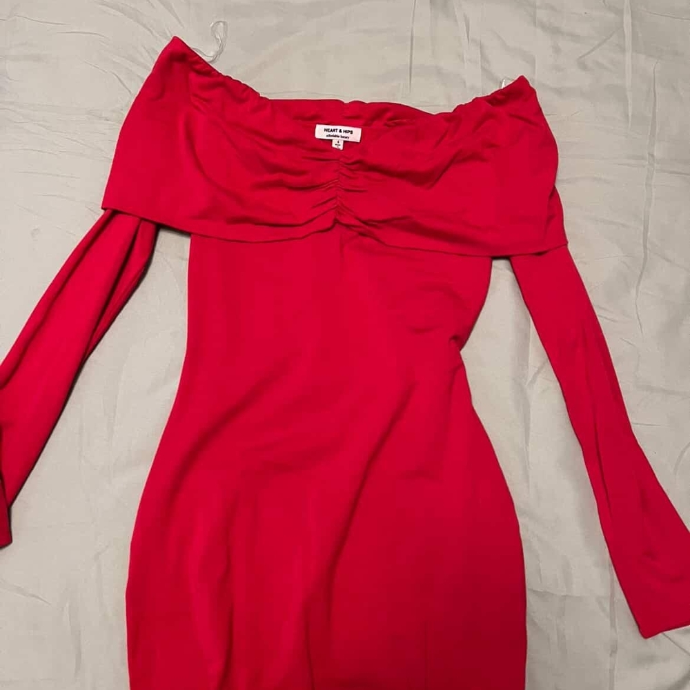 Fashion Nova Vibrant Red Off-Shoulder Dress